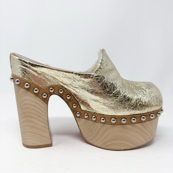 Christian Louboutin Joan Genuine Shearling Lined Platform Clogs EU 37 - Picture 8 of 12